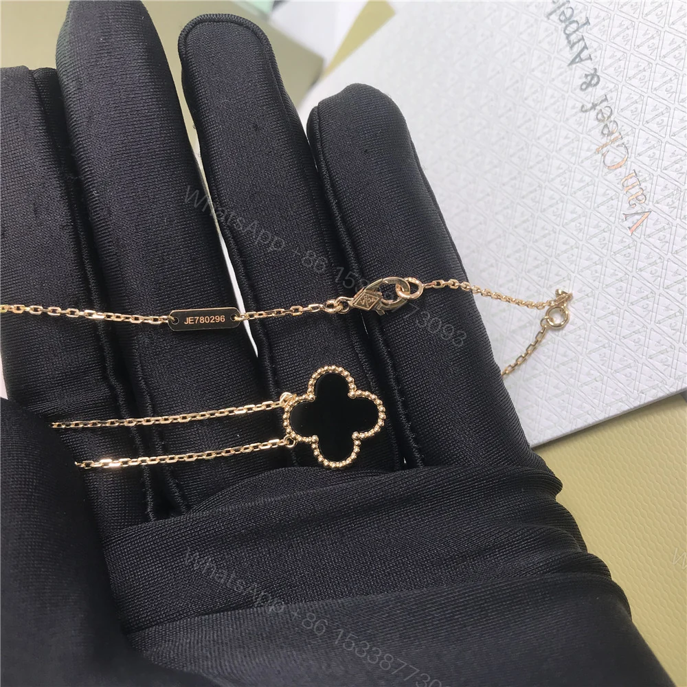 View 4 of VCA Alhambra Pendant Necklace Onyx Yellow Gold VCARA45800