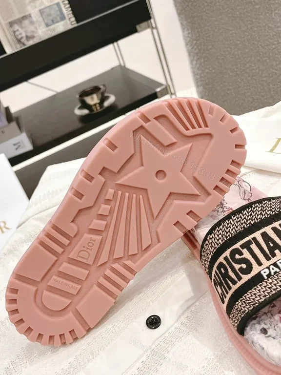 View 4 of Graphic Floral Dior-Inspired Slides, All-Day Comfort