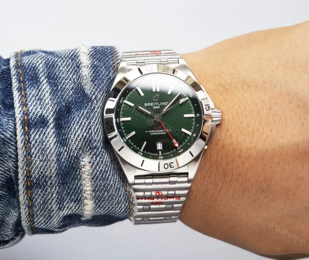 View 3 of Breitling Chronomat GMT 40 Green Replica Steel Bracelet 40MM Premium A32398101L1A1