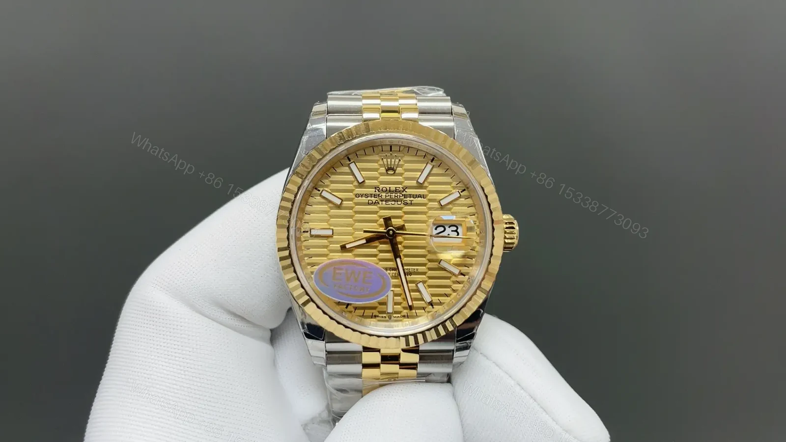 Rolex Datejust 36 116233 Champagne Dial Fluted Bezel Jubilee Bracelet Watch 116233-0151 — view 1