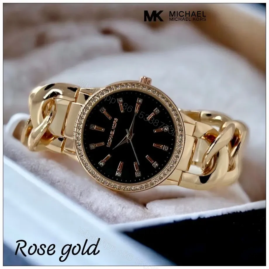 Michael Kors Rose Gold Watch for Women Black Dial — view 1