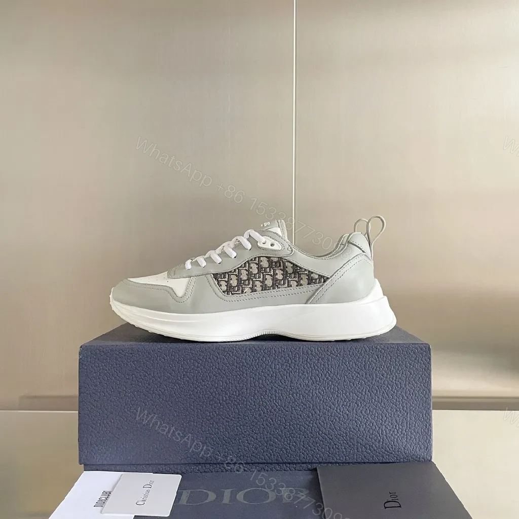 View 7 of Textured Leather-Trim Luxury Sneakers with All-Day Comfort