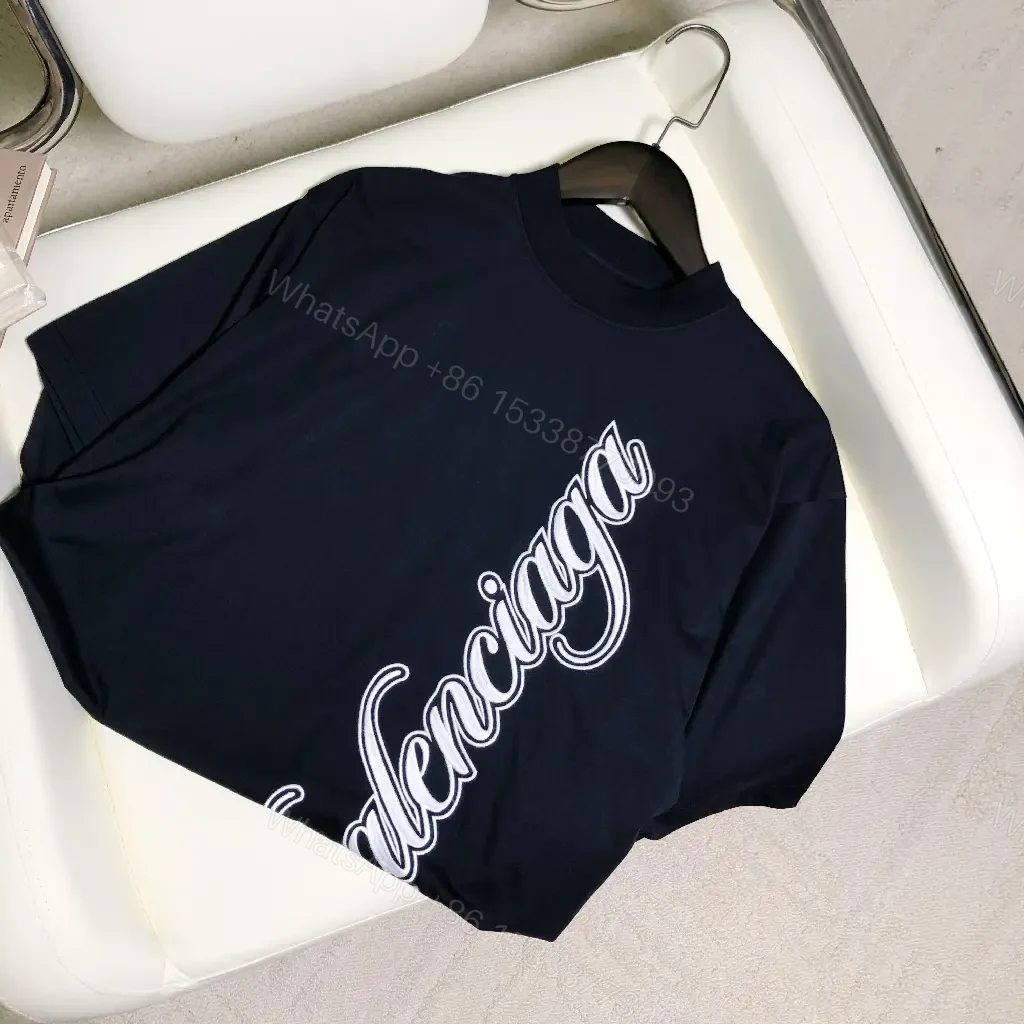 View 8 of Black Cotton Script Balenciaga Tee