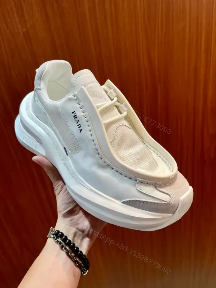 View 2 of PRADA BRUSHED LEATHER SNEAKERS BIKE FABRIC SUEDE – PRD014