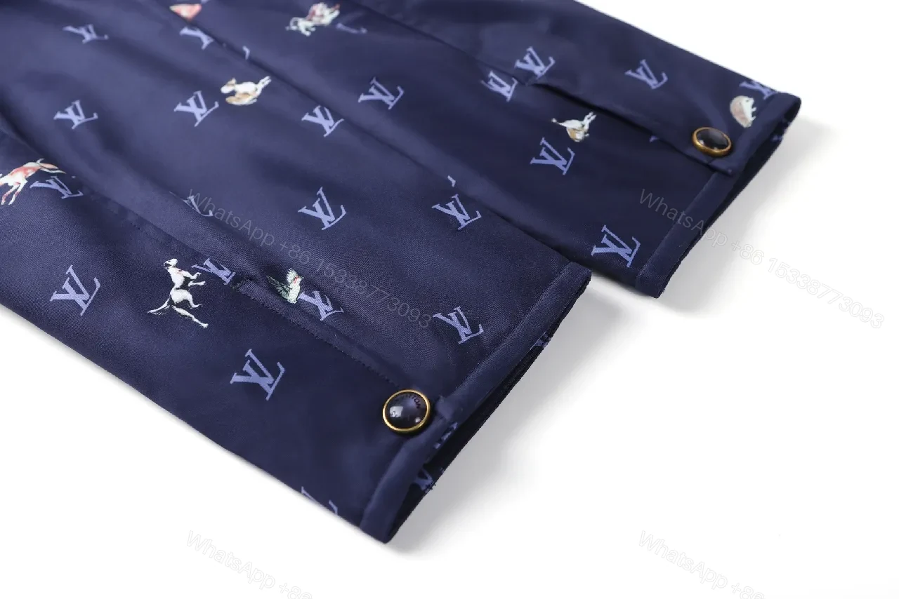 View 6 of Navy Print Coach Jacket: Monogram & Animal Motifs, Water-Repellent, Unisex
