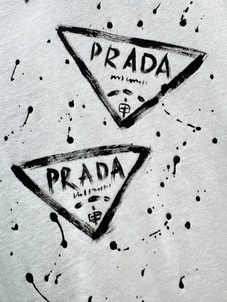 View 10 of White Cotton T-Shirt Prada graphic Short-sleeve tee