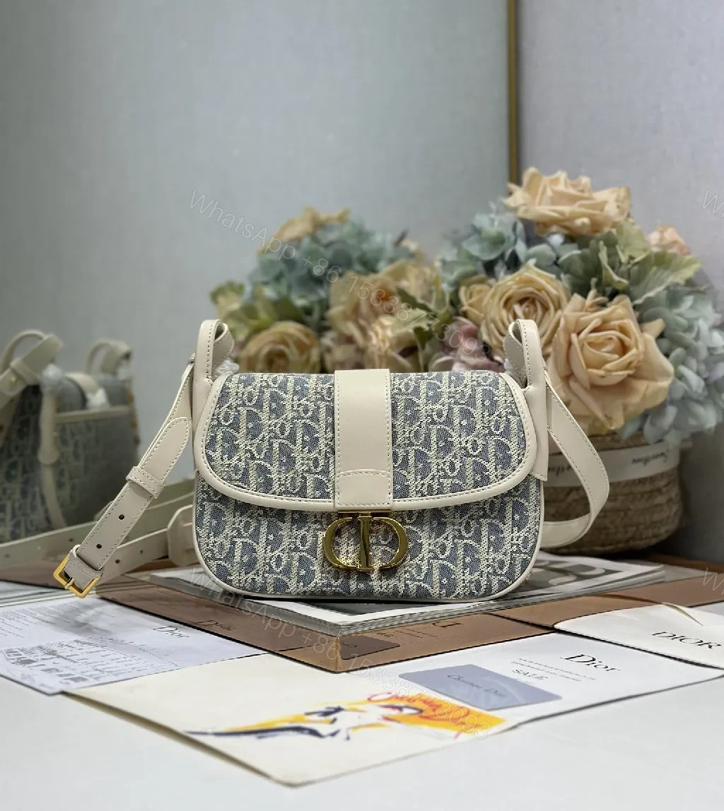 Textured Denim-Trim Micro Bag with Gold-Hardware — view 1