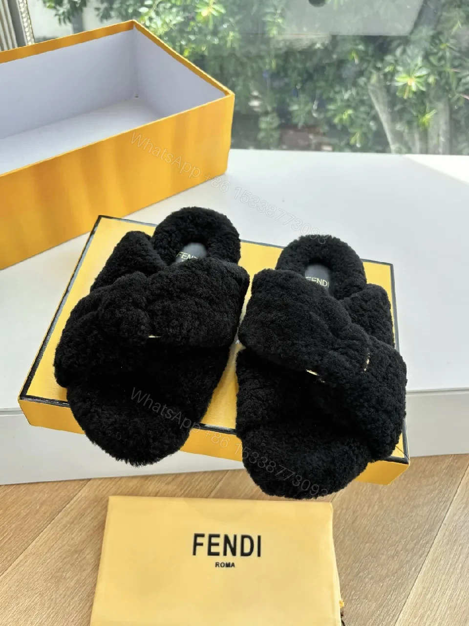 View 5 of Black Faux Fur Slip-Ons: Lux Cozy Couture Comfort