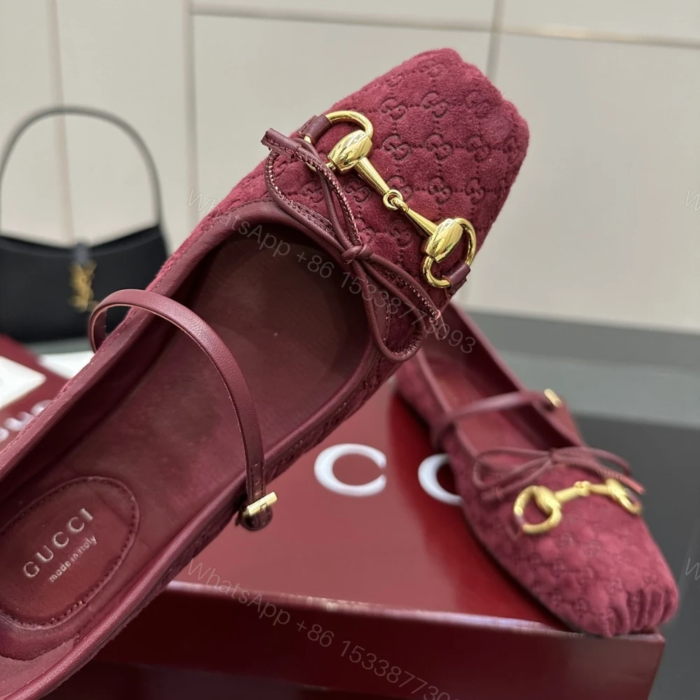 View 3 of GUCCI WOMEN’S HORSEBIT BALLET FLAT RED 821220 FAD8F 8546