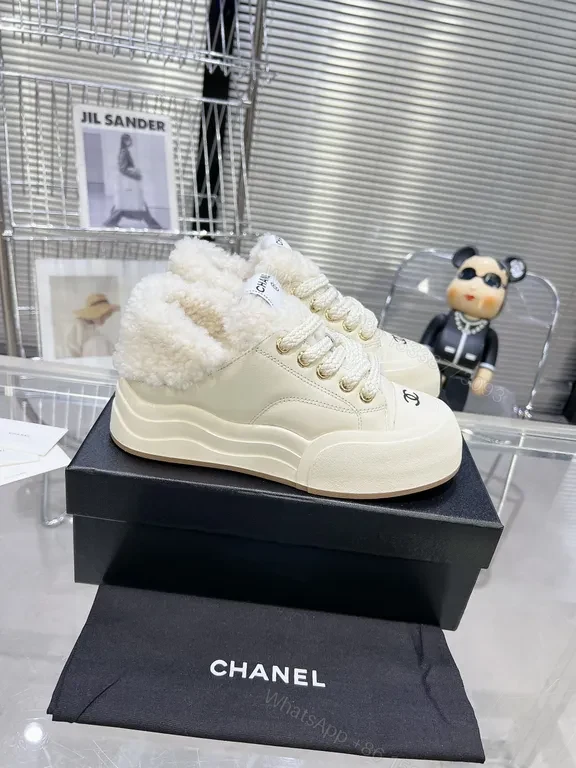 View 3 of Premium Cozy-Side Winter Sneakers: Chanel-Inspired Comfort