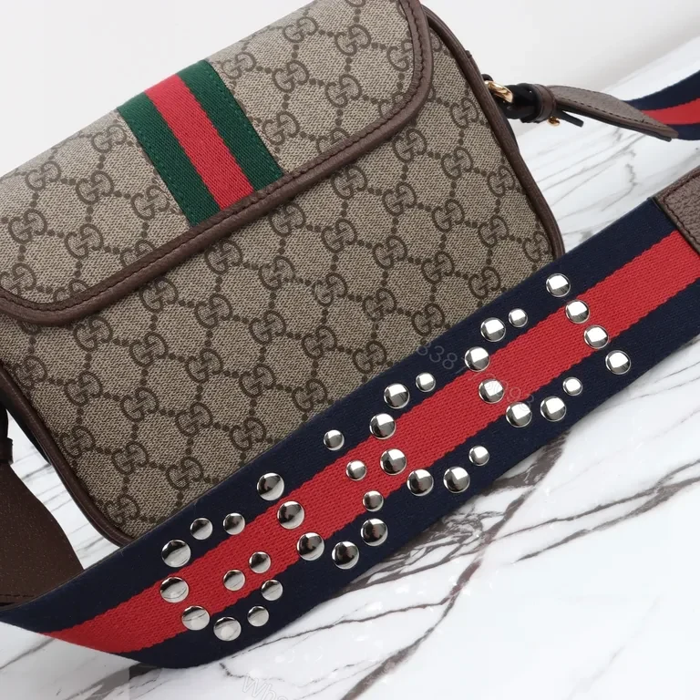 View 8 of G GG Supreme Crossbody: Monogram Web Stripe Luxury Bag