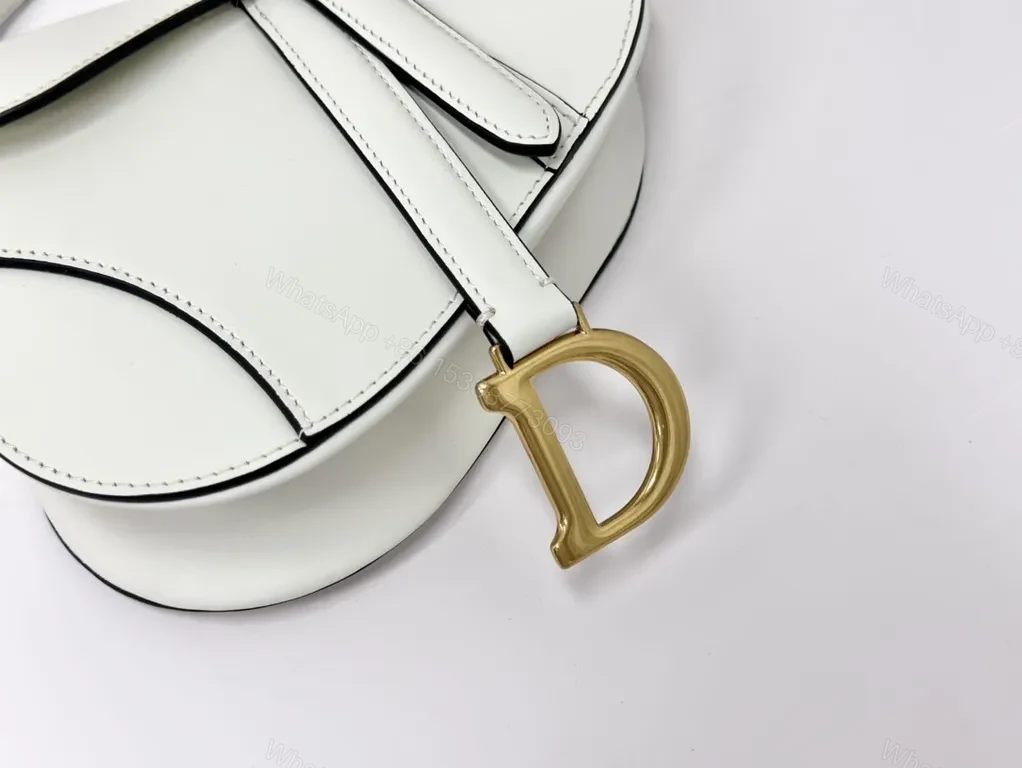 View 5 of Compact Dior-Inspired White Saddle Bag: Luxe Crossbody