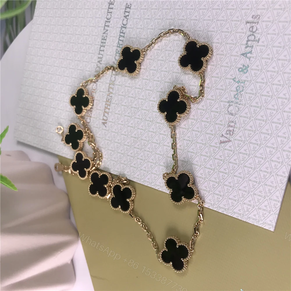 VCA Alhambra 10 motifs Necklace Onyx 18K Yellow Gold — view 1