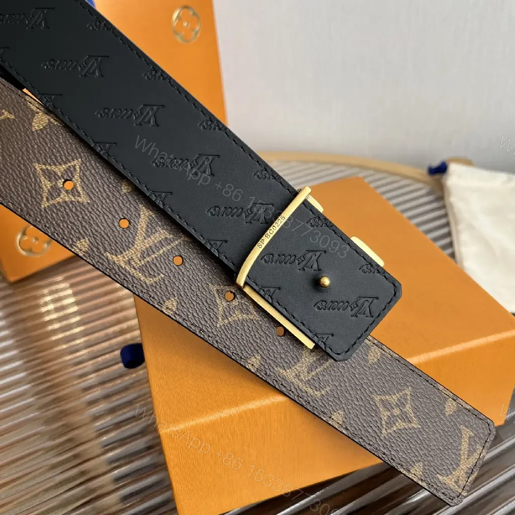 View 9 of Brown Canvas LV Monogram Belt with Oversized Buckle Belt