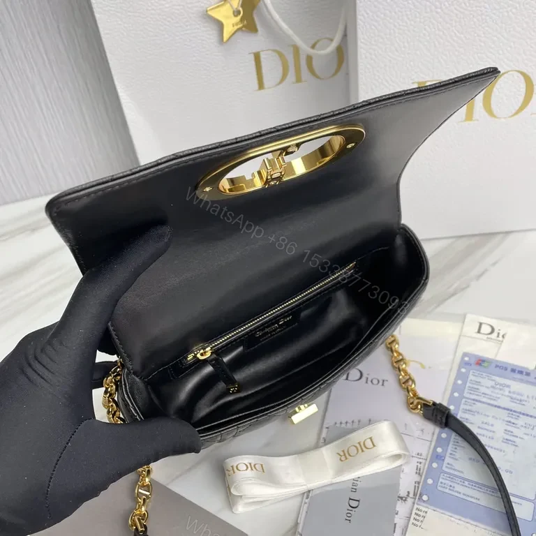 View 8 of Lux Black Quilted Mini Bag with Gold Hardware