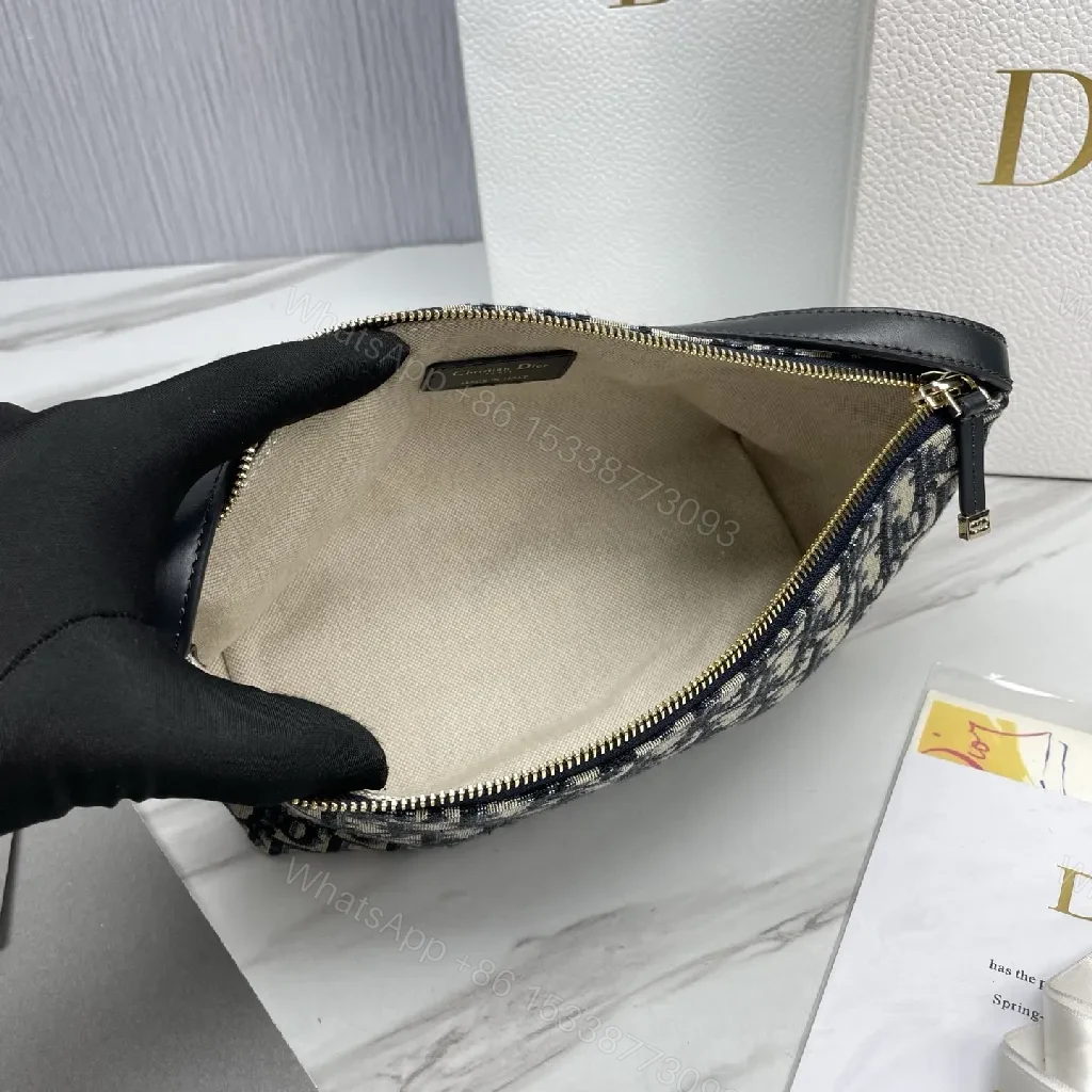 View 4 of Compact Luxury Pouch: Dior-Patterned Mini Bag with Gold Hardware