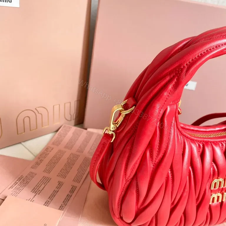 View 2 of Red Quilted Satchel with Miu Miu Hardware - Luxe Everyday Bag