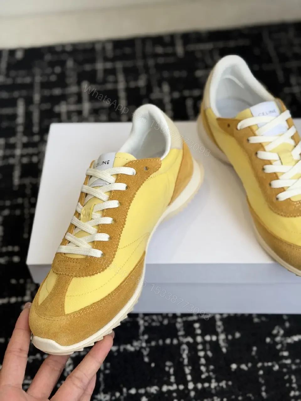 View 2 of Warm Honey-Tone Suede Leather Sneakers with Lightweight Cushioned Sole