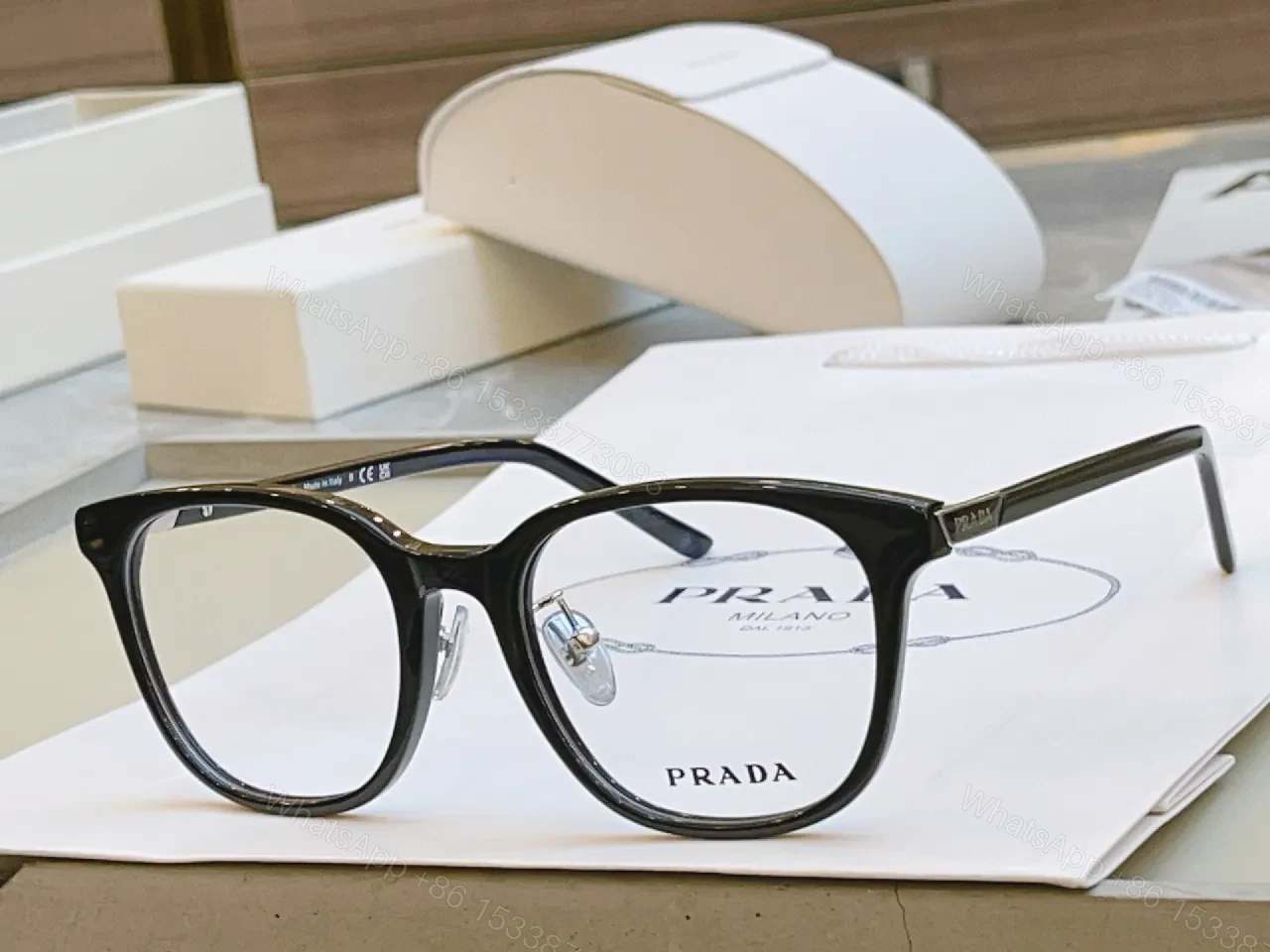 View 4 of Chic Transparent-Frame Eyewear with Caramel Accents (60)
