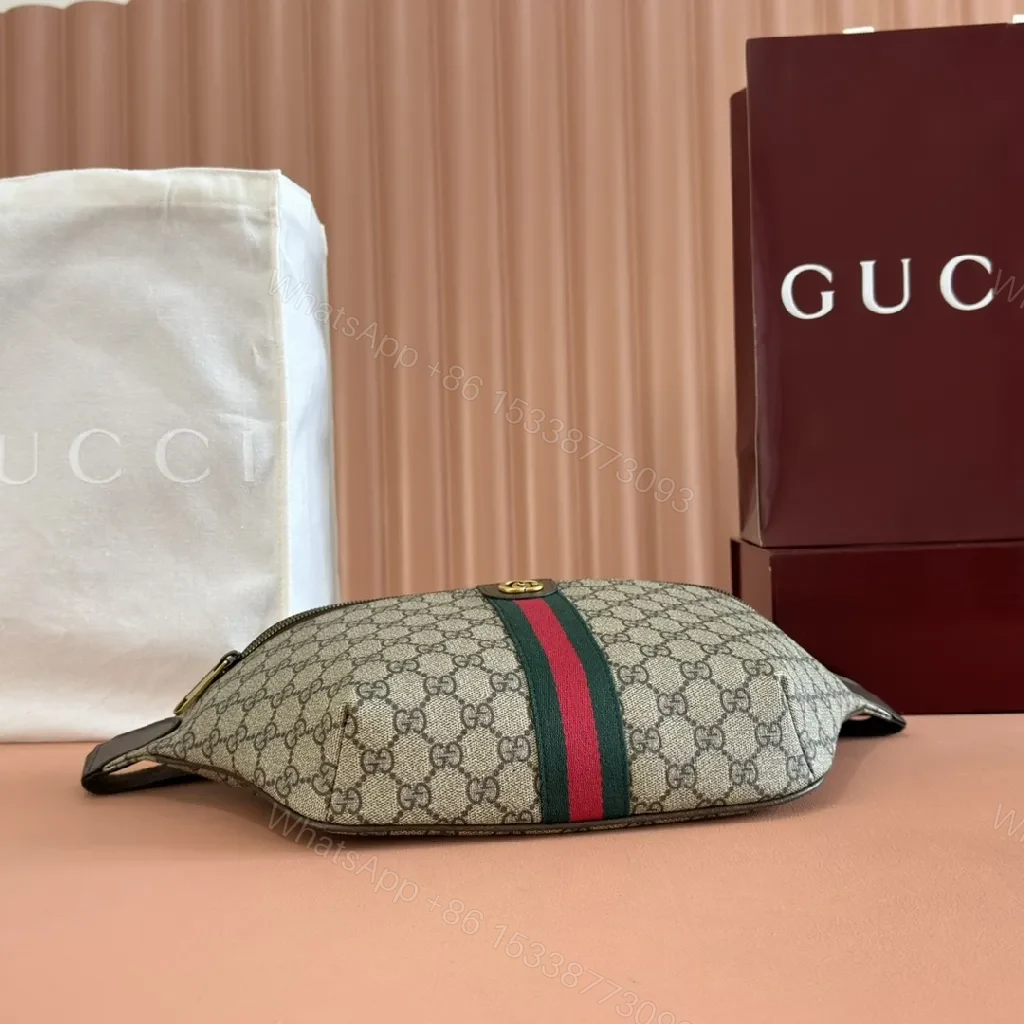View 3 of Green-Red Web Belt Bag in Monogram Canvas, Luxe Everyday Carry