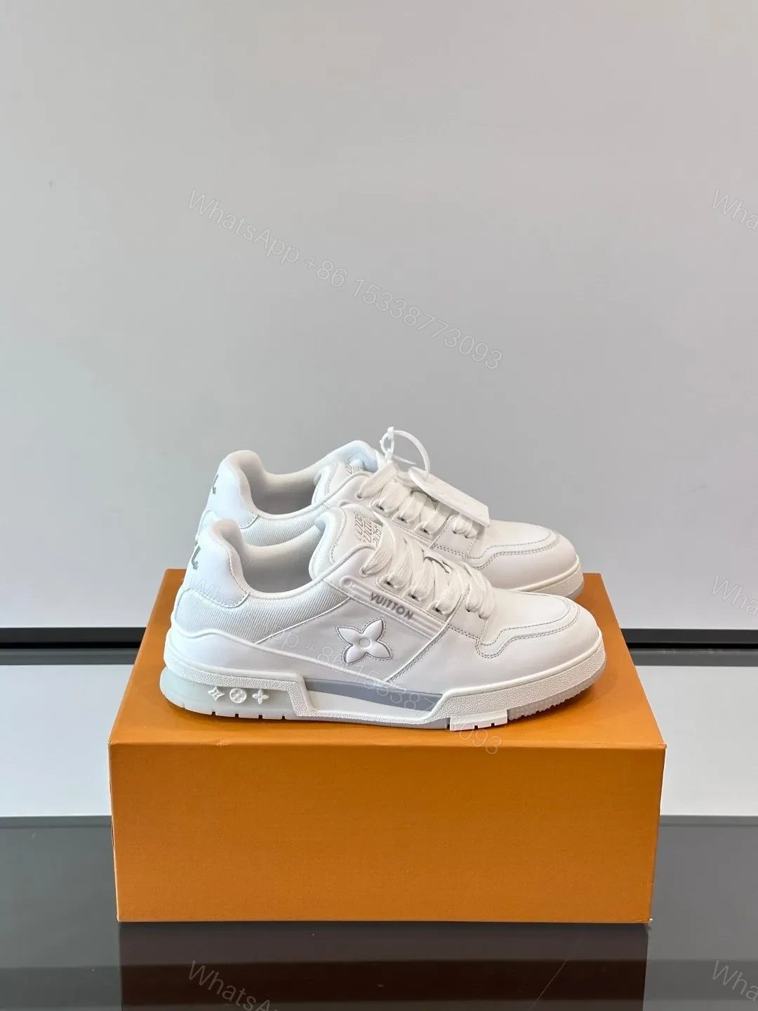 LV Men White Leather Sneakers — view 1
