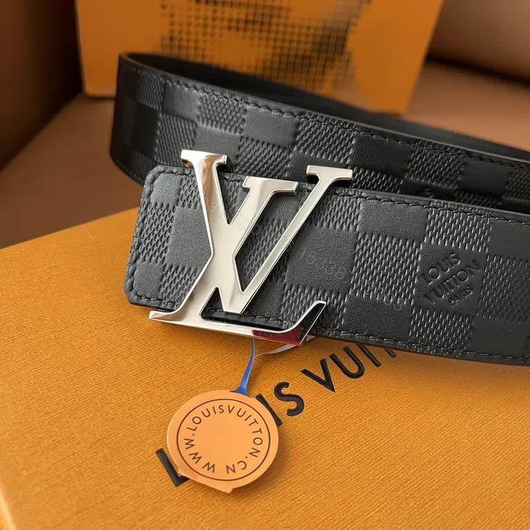 View 5 of Bold Textured Belt with LV Monogram Buckle