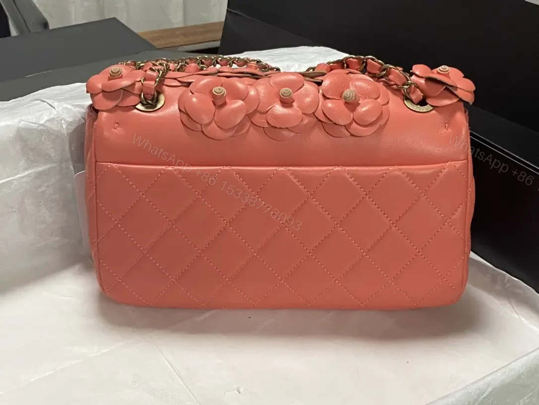 View 3 of Pink Fabric Flower-Studded Shoulder Bag with Chain Strap