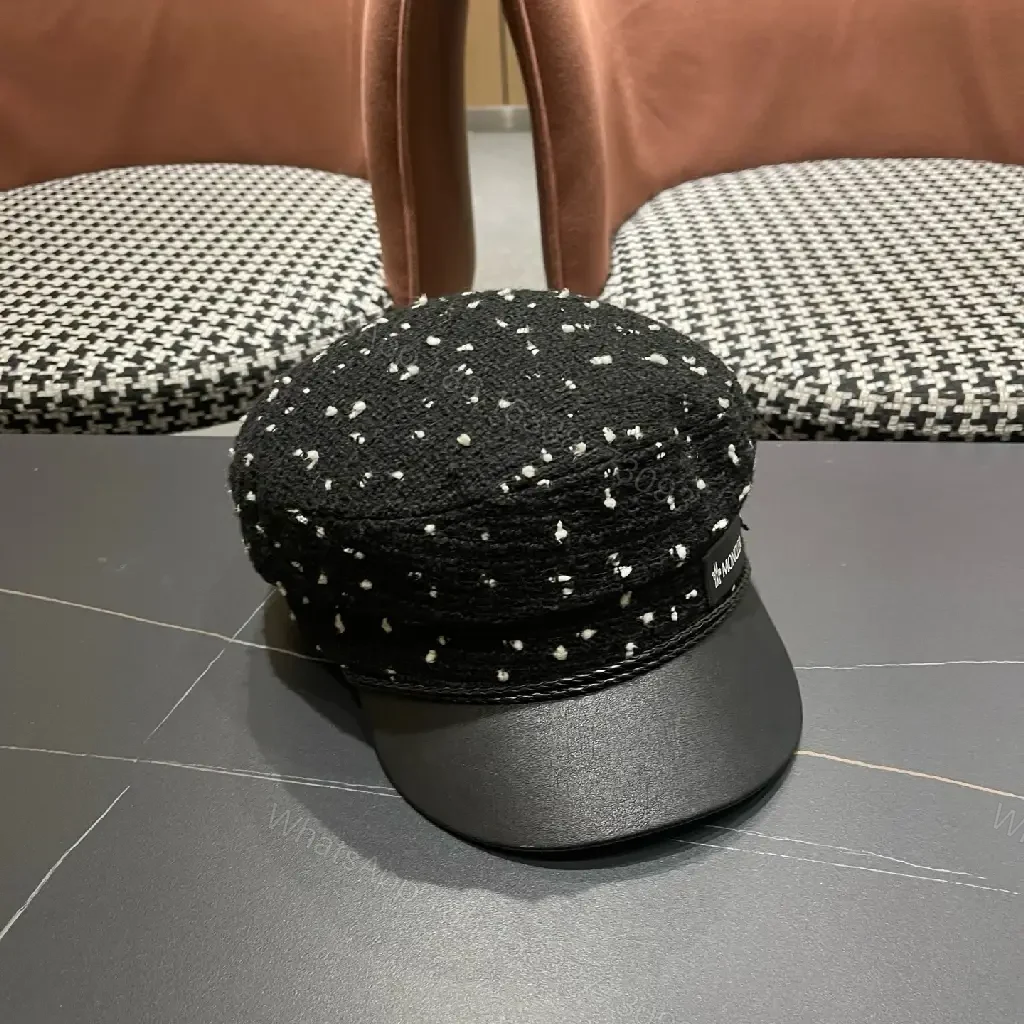 View 11 of Textured Tweed Cap with Leather Peak: Luxe Modern Cap