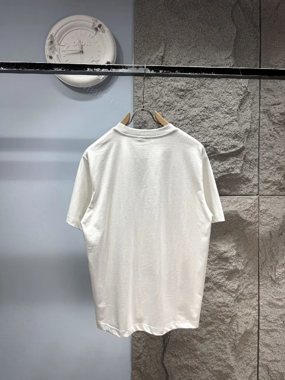 View 7 of Soft-White Cotton Tee with Embroidered Daisy Accent, Relaxed Fit