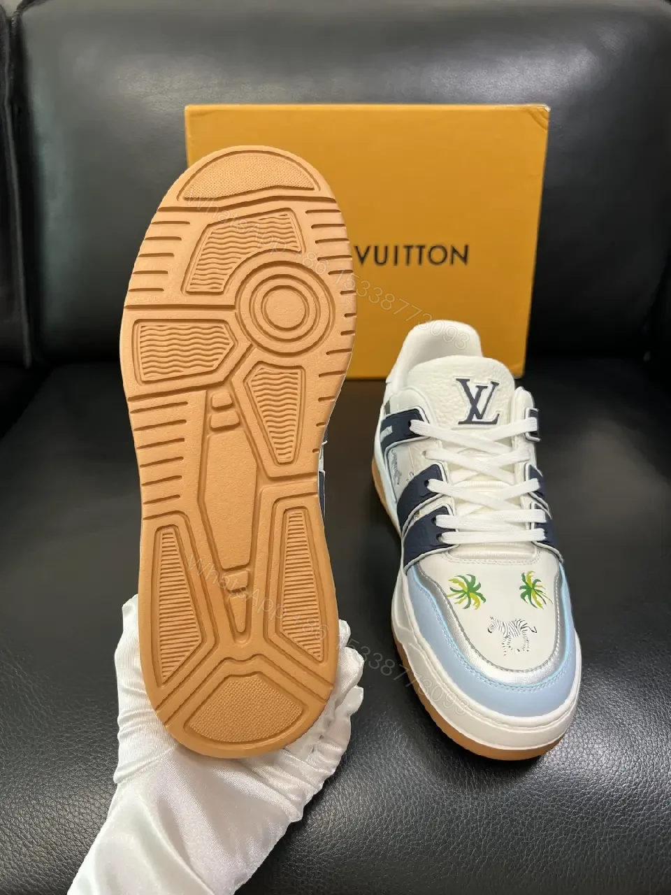 View 9 of Island Luxe Trainer: Premium Leather, Palm-Trim Sneakers