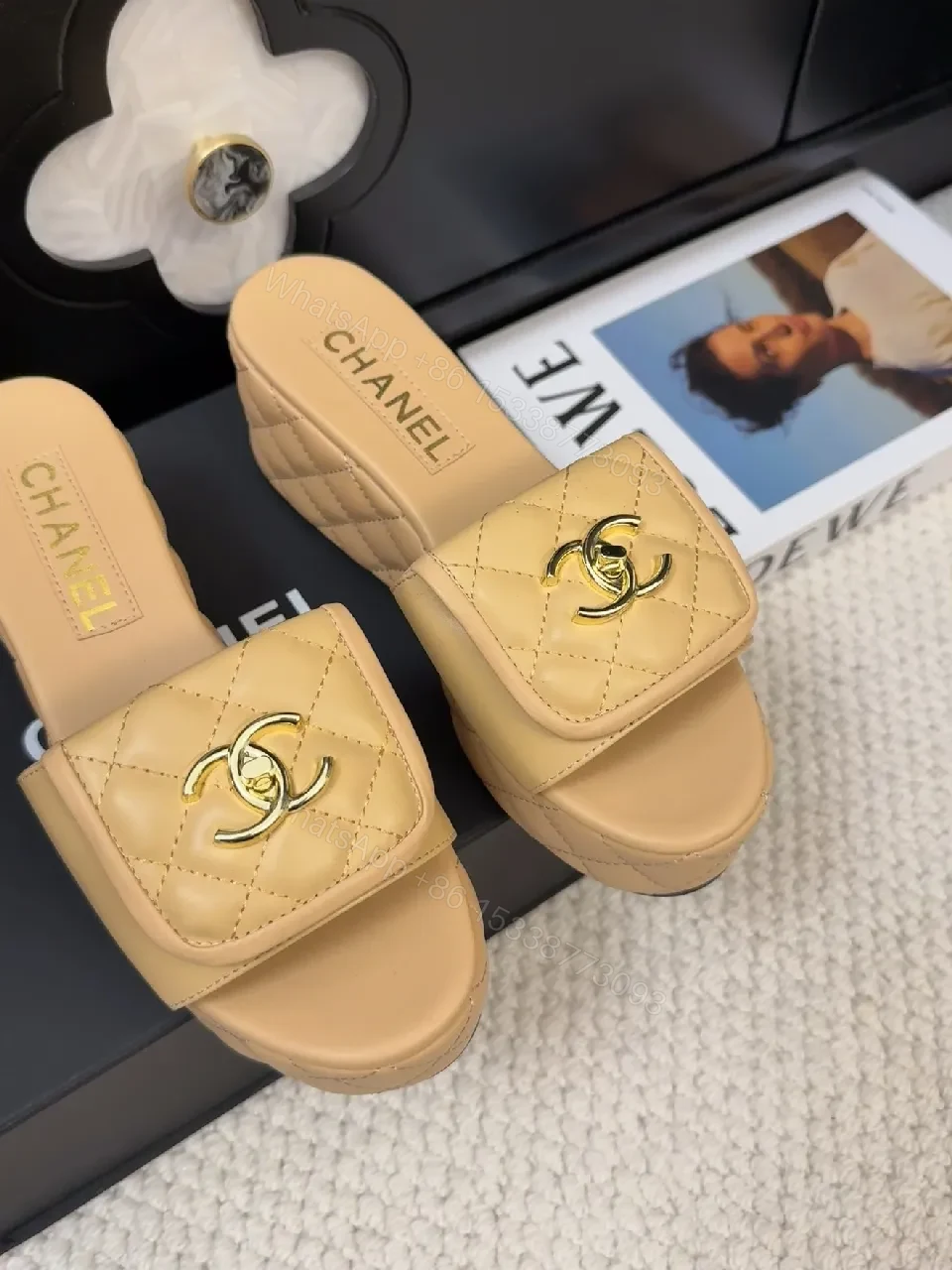 View 3 of Quilted Beige Slide Sandals – Elevated Casual Luxe