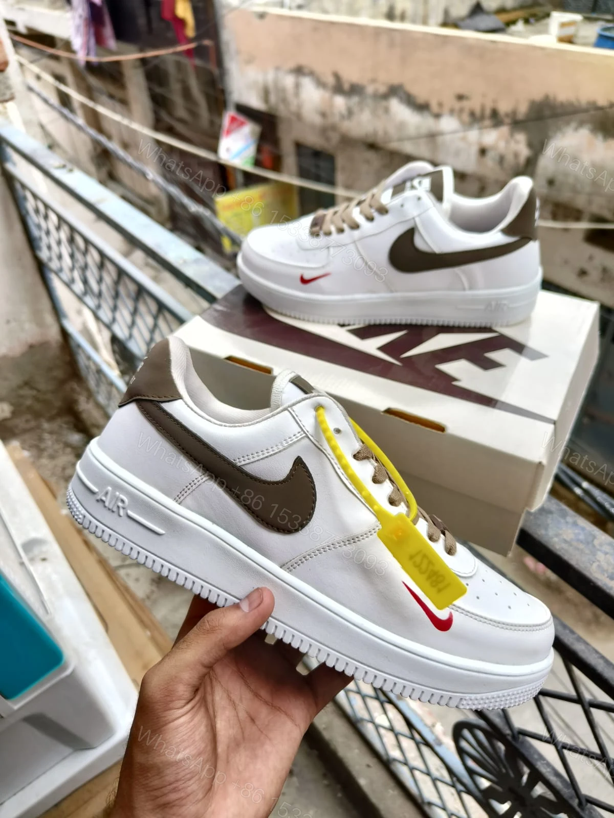 View 12 of BUY FIRST COPY NIKE AF1 BROWN TOP QUALITY SNEAKERS