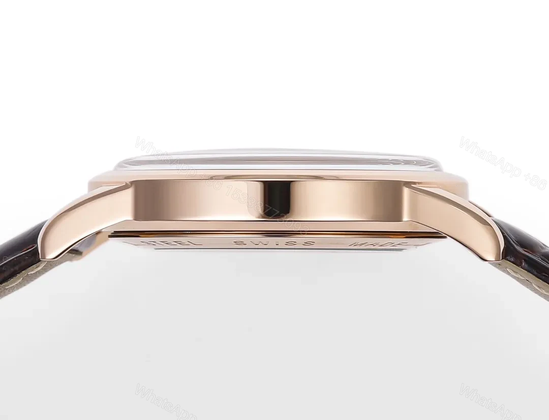 View 8 of Longines Conquest Classic Re Edition Cyclops Watch Rose Gold with Black Dial and Brown Leather Strap