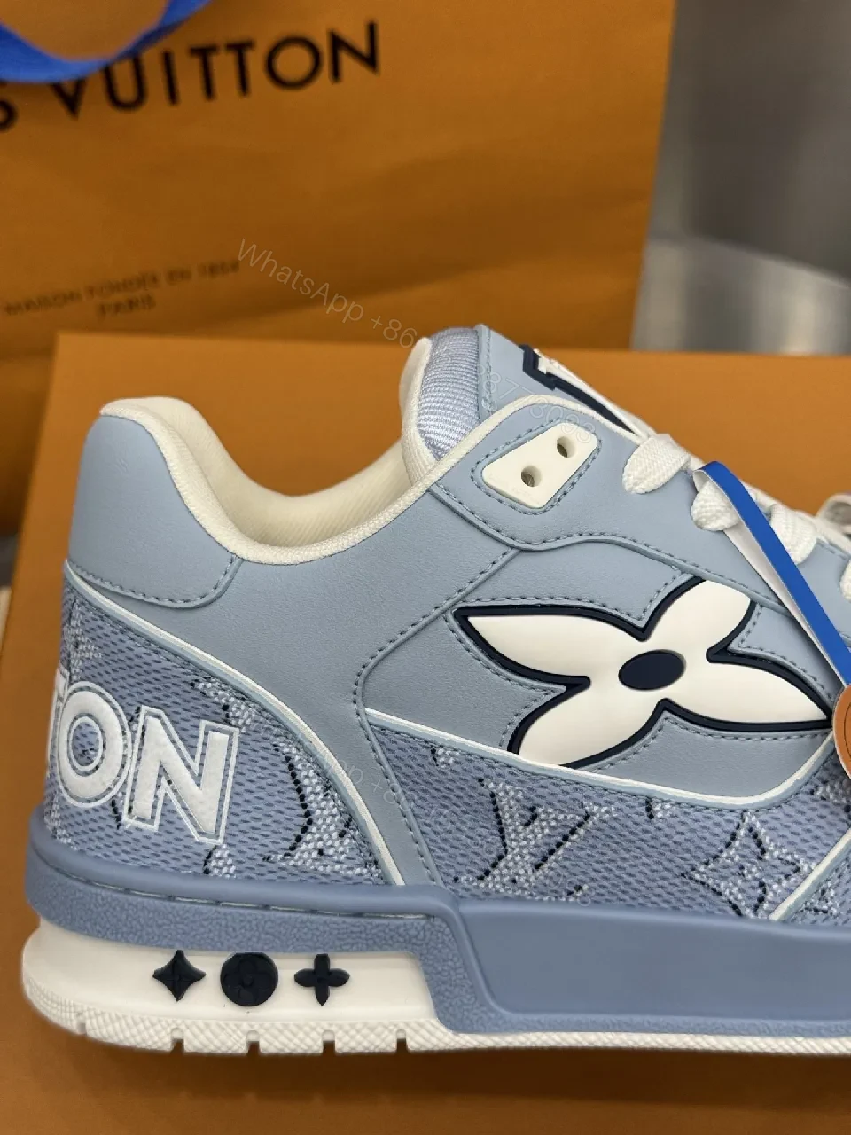 View 4 of Light-Blue Luxe High-Tops: Designer-Inspired Comfort Sneakers
