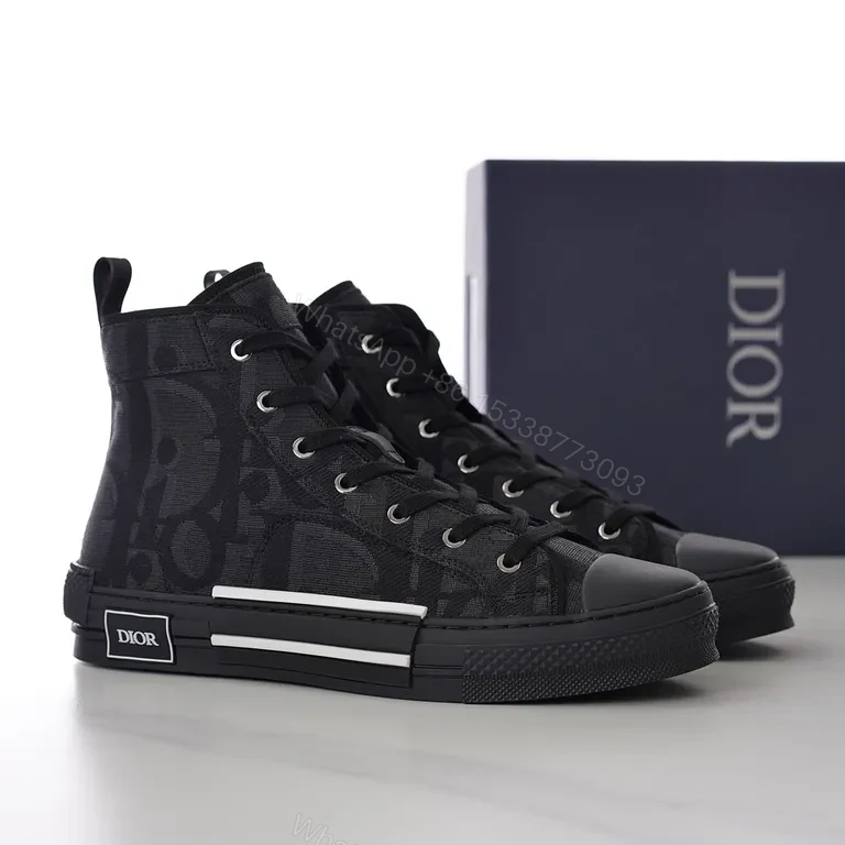 View 9 of Black Monogram Dior High-Top Sneakers with Luxe Street Style