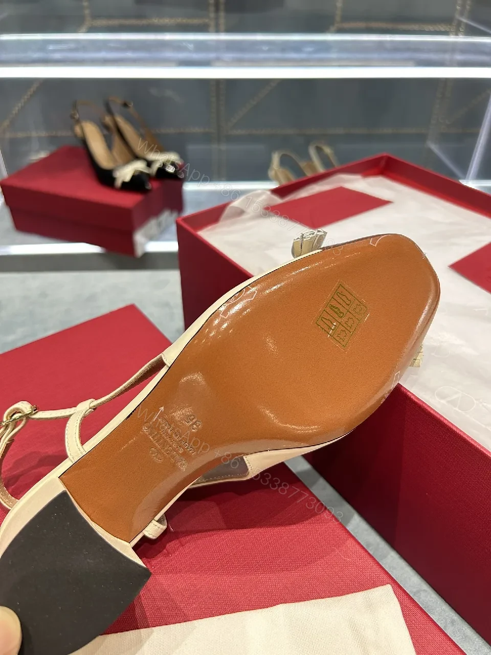 View 3 of Cream Leather + Velvet Toe + Two-Tone Slingback + All-Day Comfort Pumps