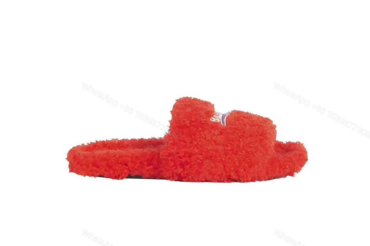 Balenciaga Furry Slide Red White 654261W2DO16596 — view 2