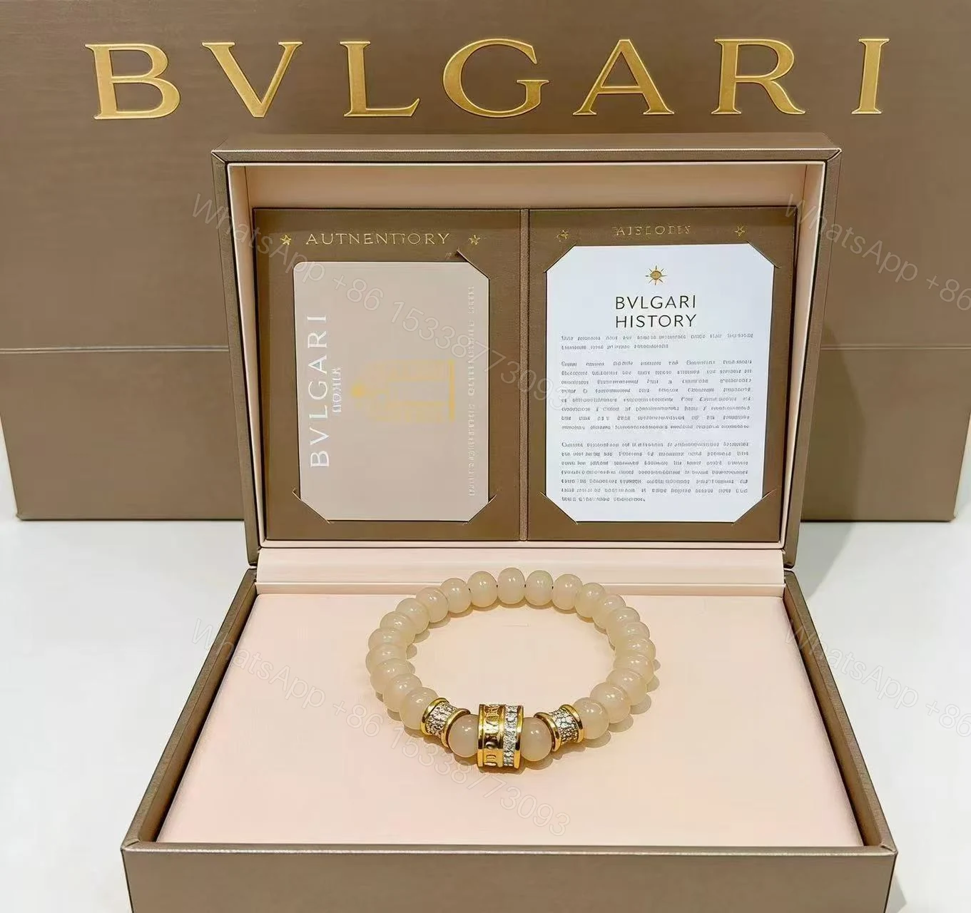 BVLGARI 原單 玉珠手鍊 中央鑲鑽設計 優雅氣質款 — view 1