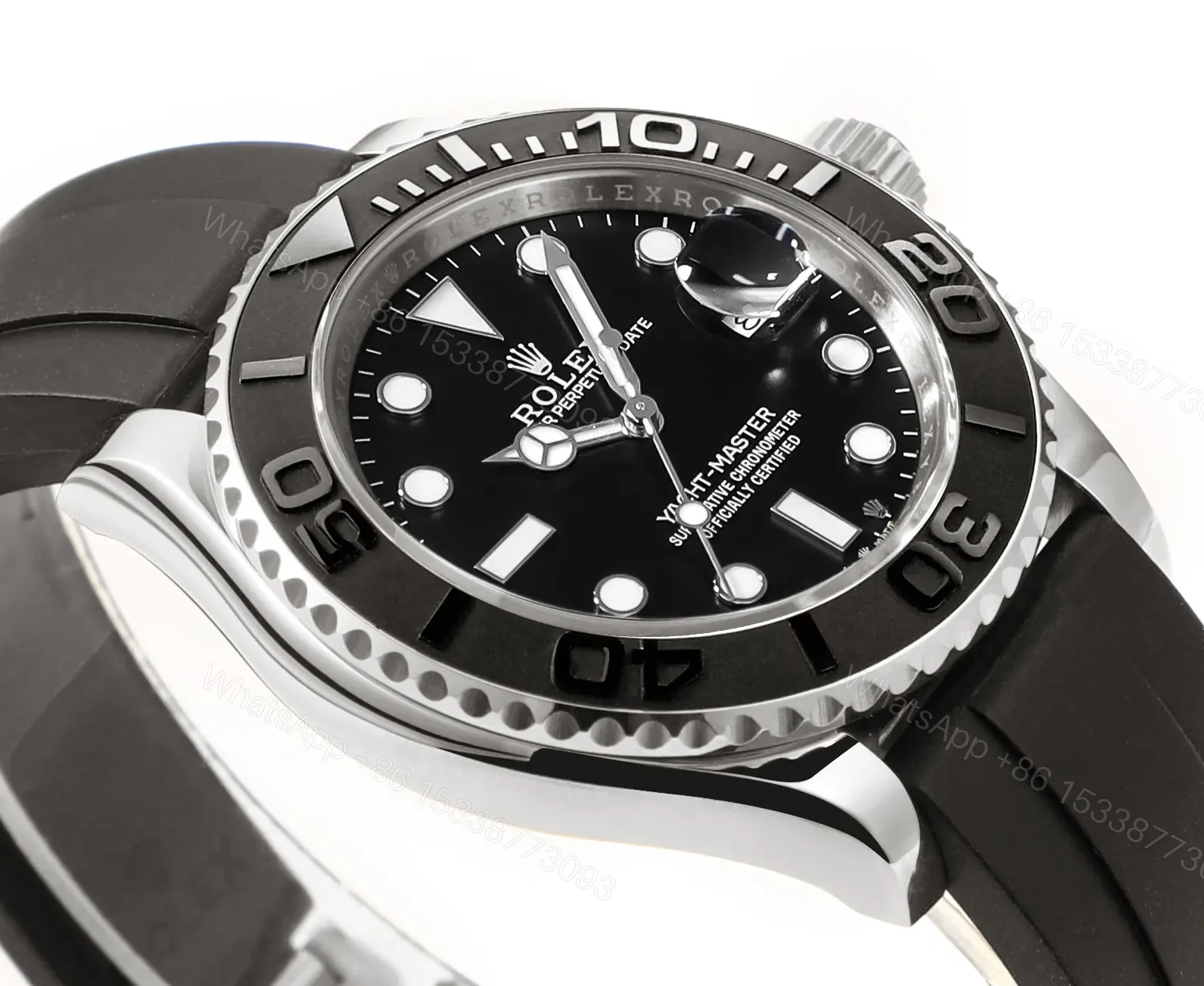 View 4 of DJ Factory Clean Factory Rolex Yacht-Master Black Dial Rubber Strap