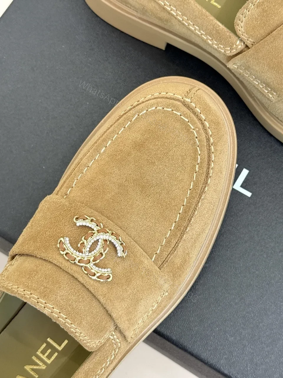 View 9 of Camel Suede Mocs with Signature Hardware Loafers