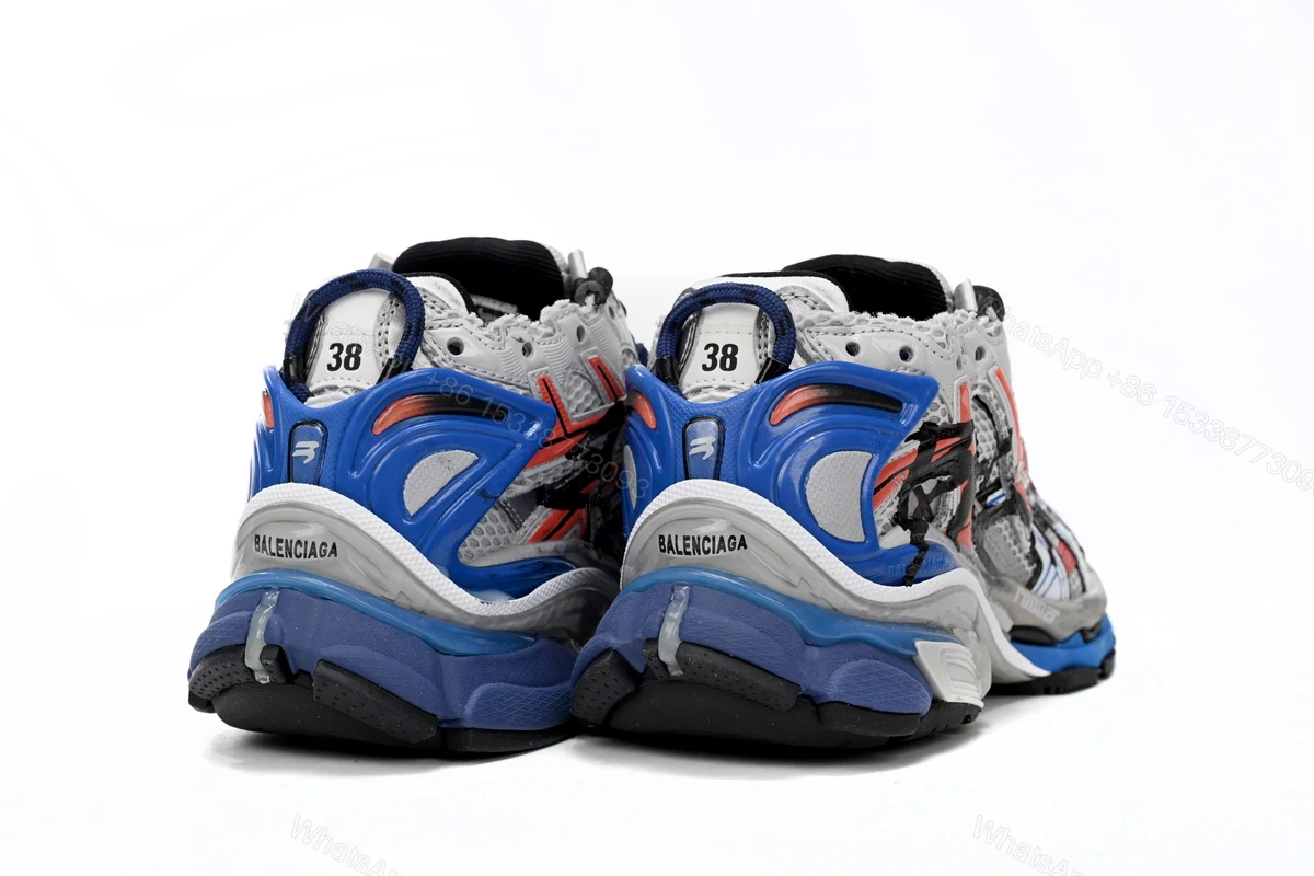 View 3 of Balenciaga Runner White And Blue Printing 677402 W3RB6 1264
