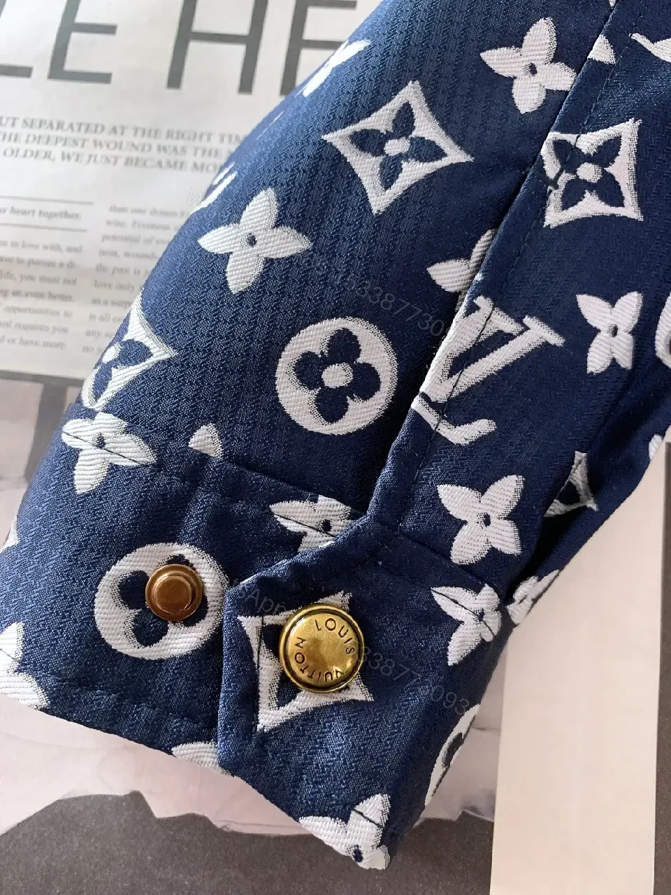 View 9 of Patterned Denim Jacket with Monogram Motif - Street-Chic Statement