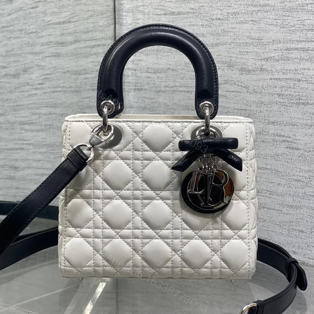 DIOR Lady Dior Bag with Chain Two-Tone Latte and Black — view 1