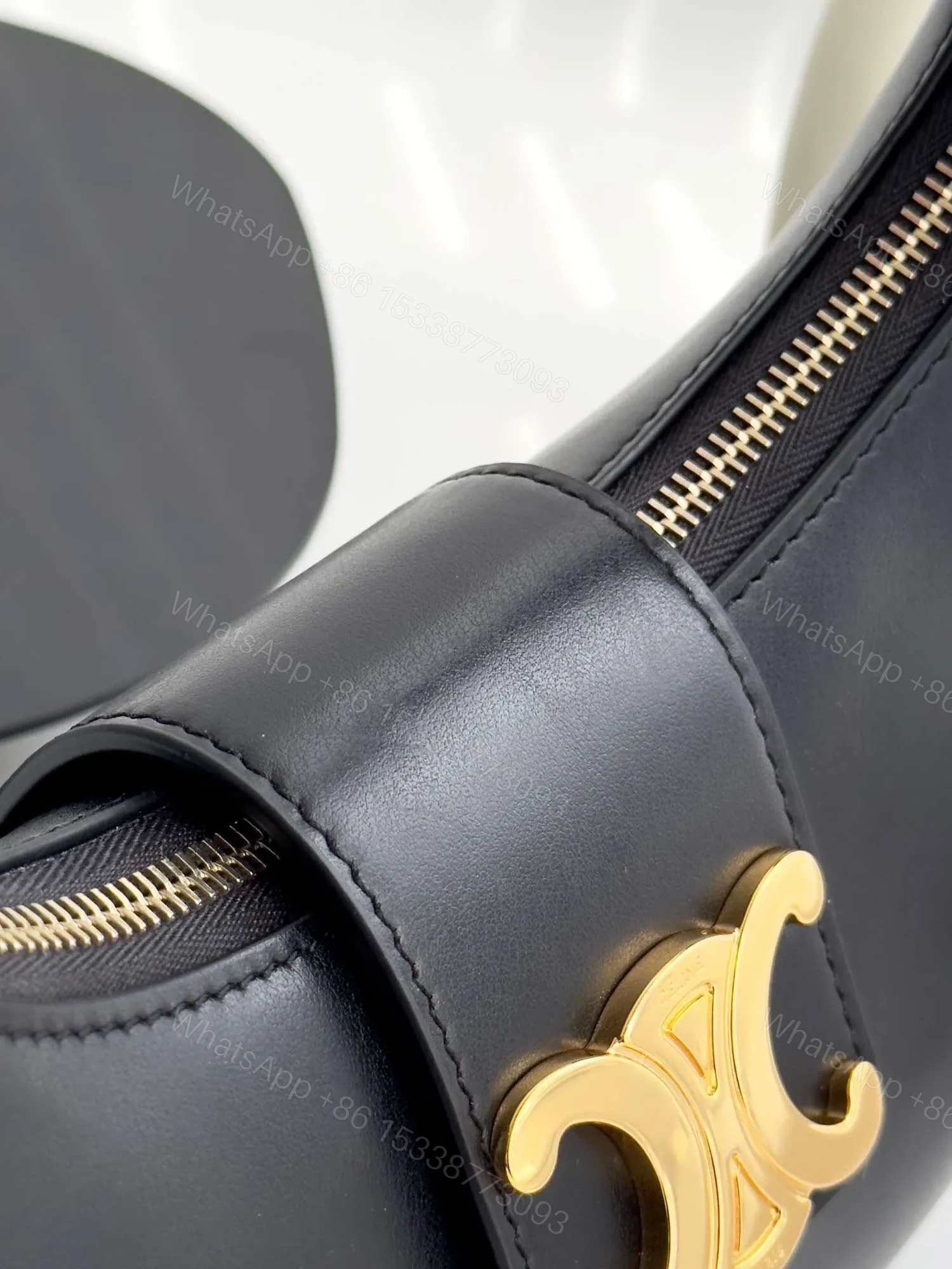 View 5 of Celine Triomphe Curved Black Matte Leather 23x14x7cm