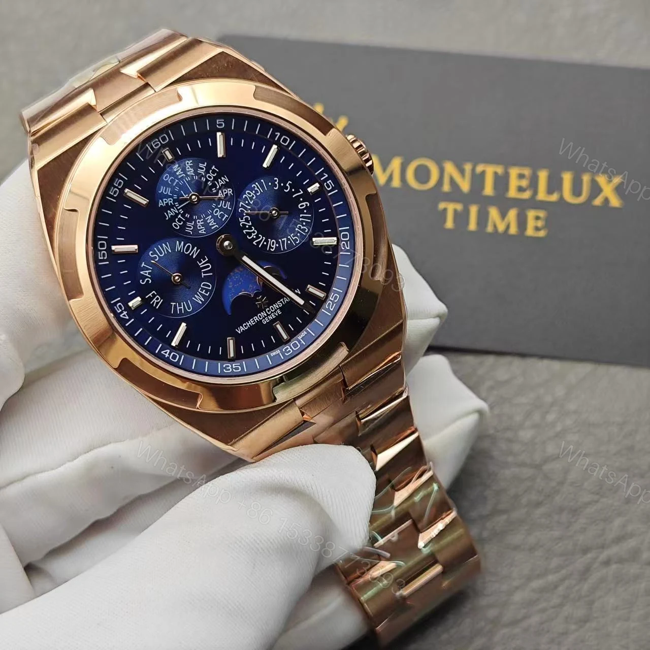 View 2 of Replica vacheron constantin Overseas perpetual calendar ultra-thin 41.5 mm 18K 5N pink gold