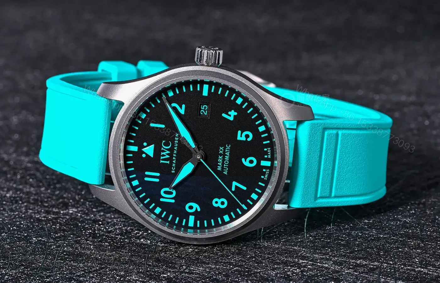 View 2 of IWC Petronas F1 Watch Black Dial Turquoise Rubber Strap Ultimate 40MM IW328210