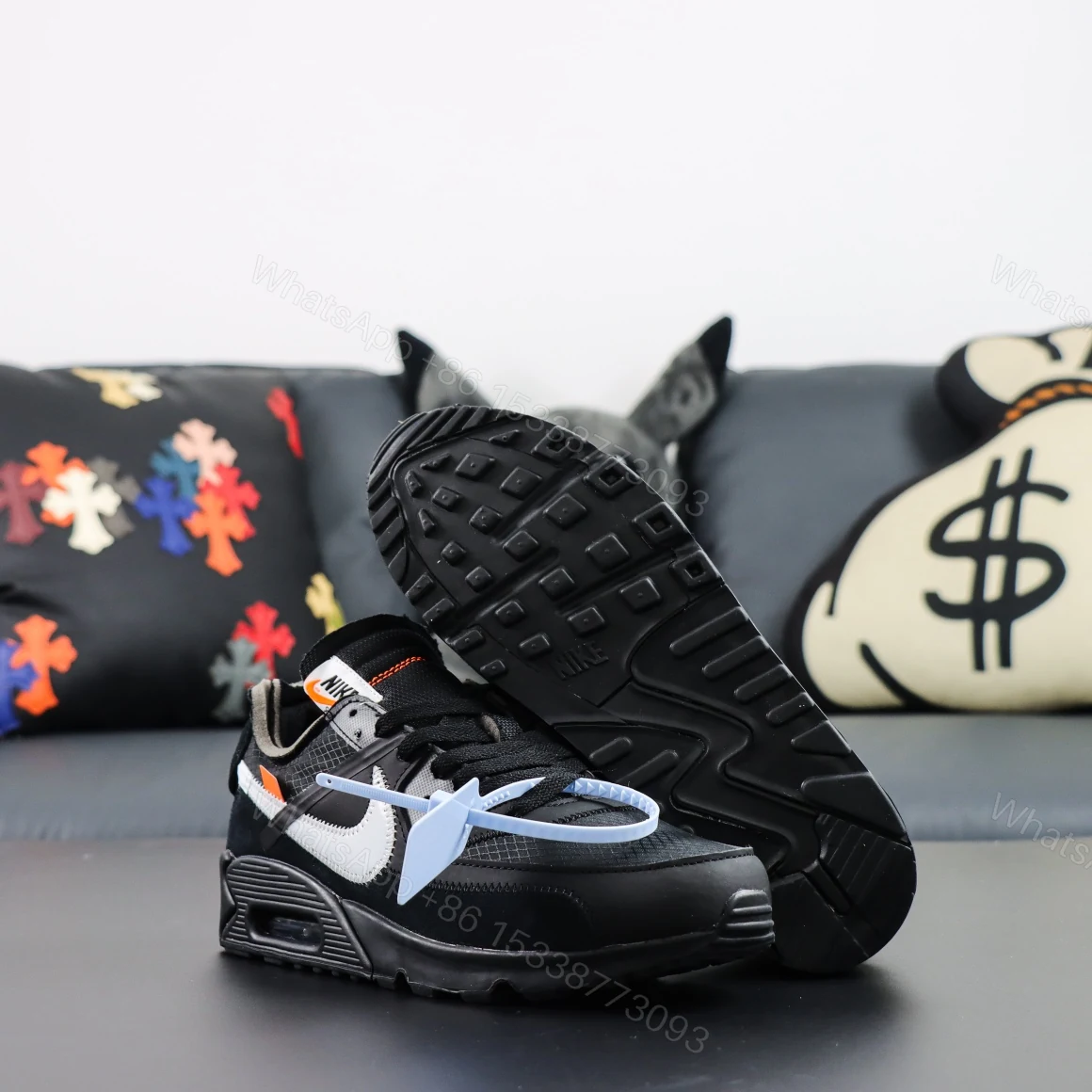 View 3 of Off White x Nike Air Max 90 Black The Ten Black Reps