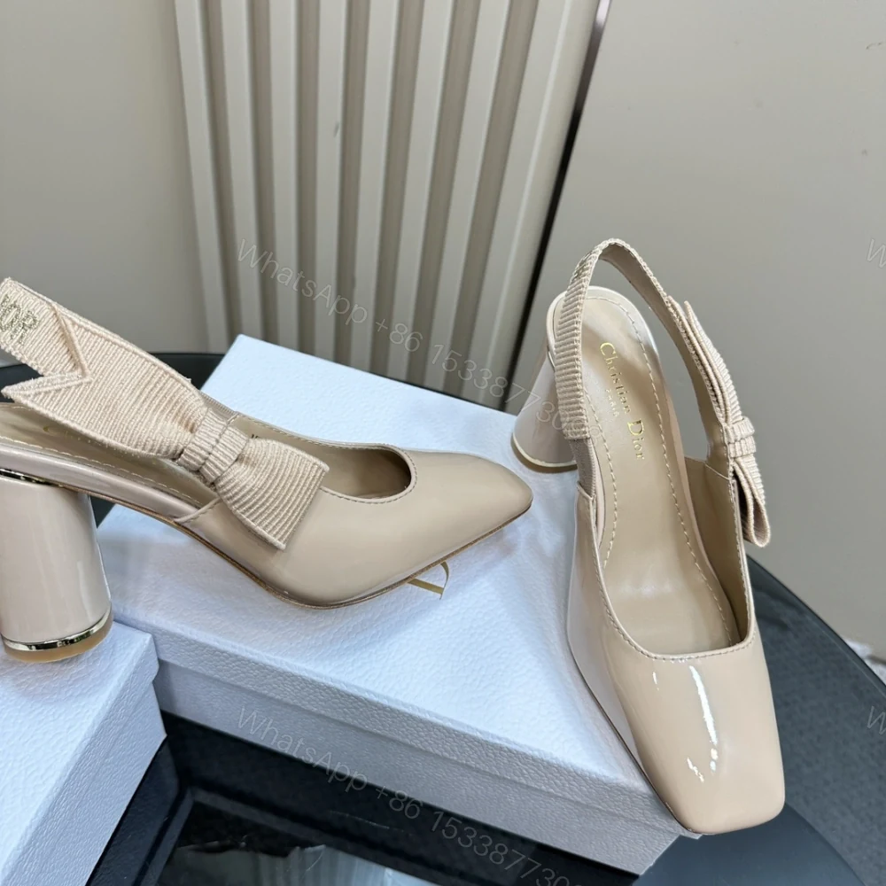 View 4 of 高仿Dior*Miss系列KAD278蝴蝶結粗跟高踭鞋8CM粉色漆皮免檢版