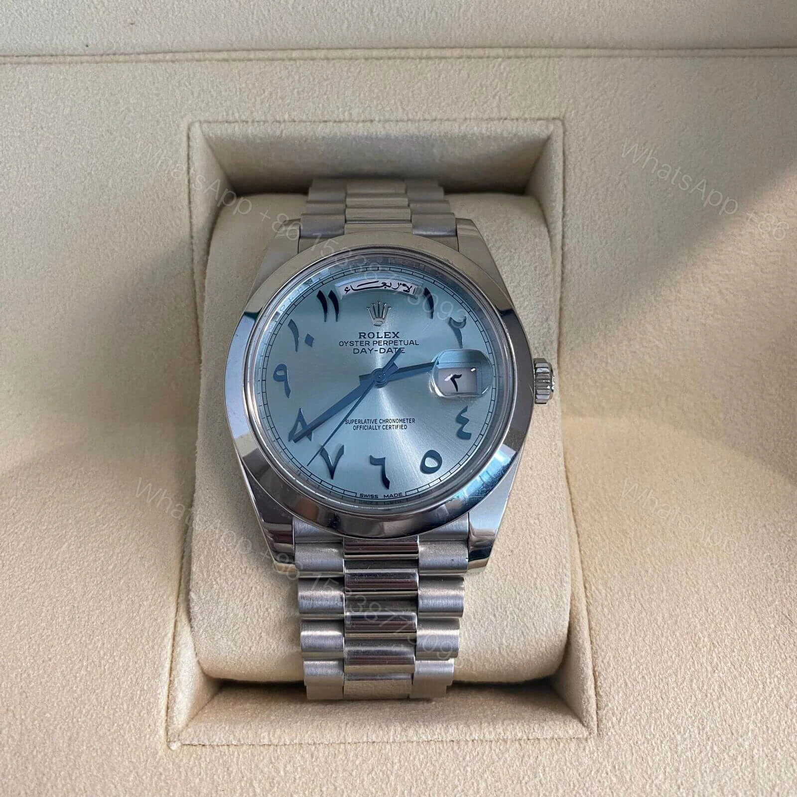 View 2 of Rolex Day-Date 40 228206 Ice Blue Arabic Dial Replica