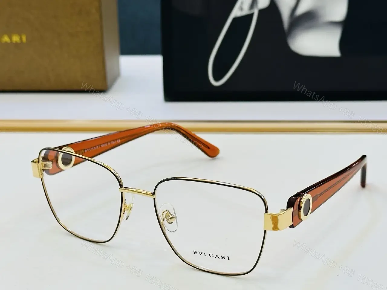 View 5 of Titanium Frame Eyewear: Two-Tone, Oversized Square Glasses